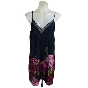 B Ted Baker Womens Slip Juxtapose Rose Floral V-Neck Satin Chemise Cami Lace